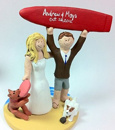 Custom Surfers Wedding Cake Topper