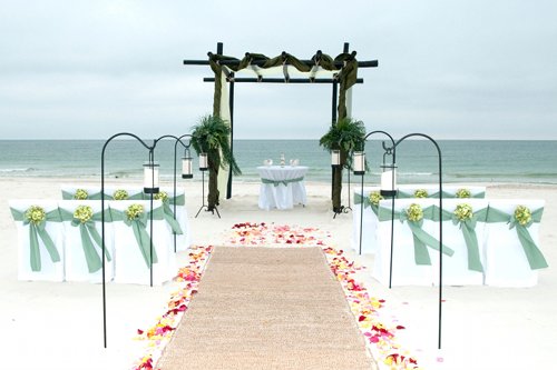 green beach wedding ceremony decor