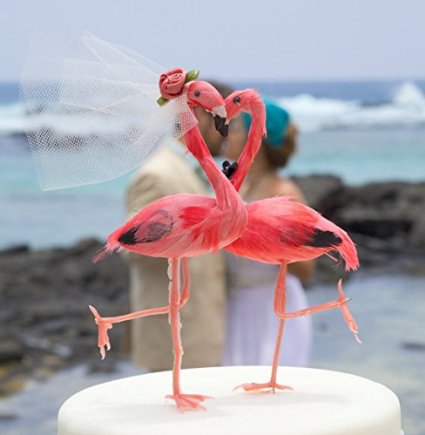 Flamingo beach theme cake topper