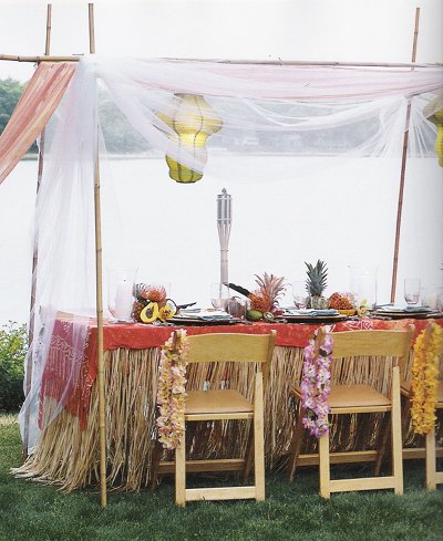 Gauzy, romantic tropical wedding decor
