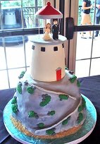 lighthouse beach themed wedding cakes