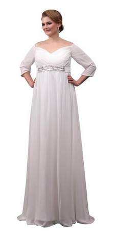 long sleeve beach wedding gown full figure