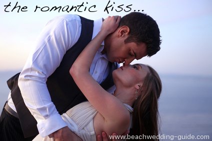 romantic kiss on the beach